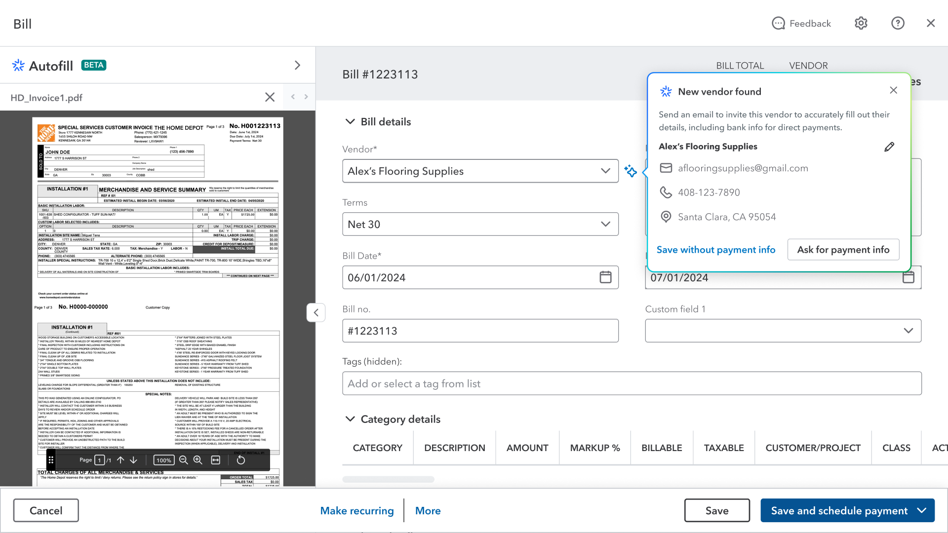 Bill Pay AI — AI-drafted bill entry and approval workflow