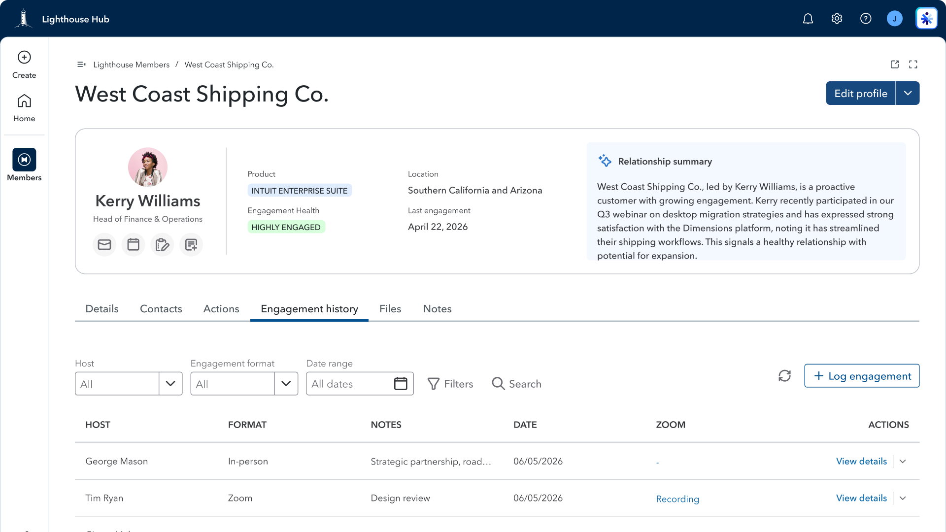 Lighthouse Hub — customer 360 with AI insights